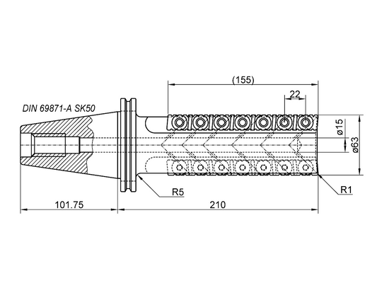 MSR Walzenstirnfräser SK50 D=63mm SL=155mm