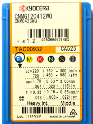 Kyocera WSP CNMG120412-WQ, Sorte CA525