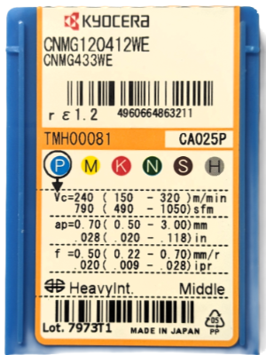 Kyocera WSP CNMG120412-WE, Sorte CA025P